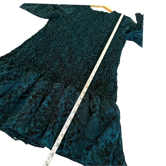 Anthropologie MISA Roisin Long Sleeve Mini Dress In Teal Snake Size Large - Picture 8 of 10